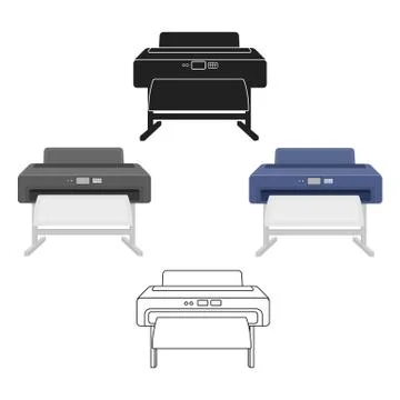 Large format printer icon in cartoon,black style isolated on white background Illustrazione stock