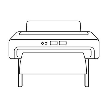 Large format printer icon in outline style isolated on white background Stock Illustration