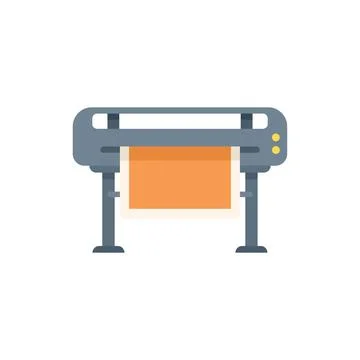 Large format printer is printing an orange rectangle on white background Stock Illustration