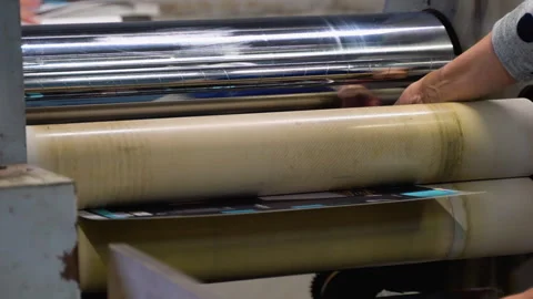 Large format printing machine in operation. Printing industry Stock Footage 257026764