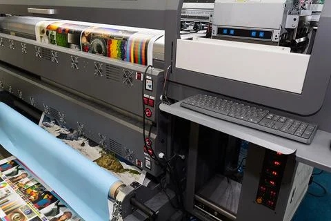 Large format printing machine in a printing house Stock Photos
