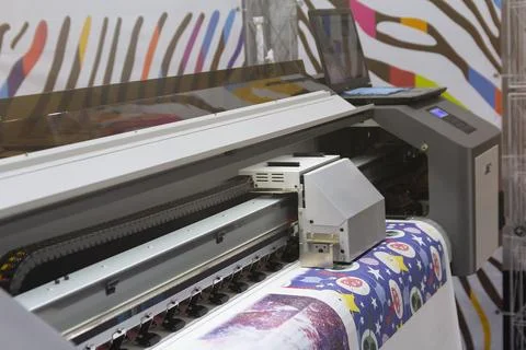 Large format printing machine in the printing house Stock Photos