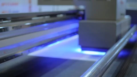 Large format printing - UV digital flatbed printer during work Stock Footage 275578015
