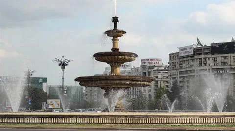 Large Fountain in Bucharest Stock Footage 31653742