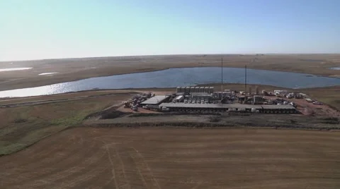 Large Fracking Operation Aerial 360 Stock-Footage 49475023