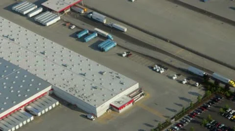 Large Freight Distribution Center and Semi-Trucks Stock Footage 11633751