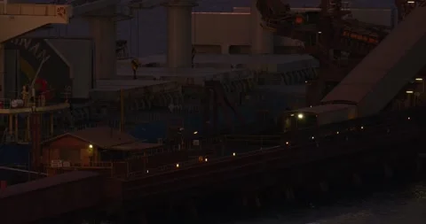 Large Freight Ship at Mining Wharf Stock Footage 317595890