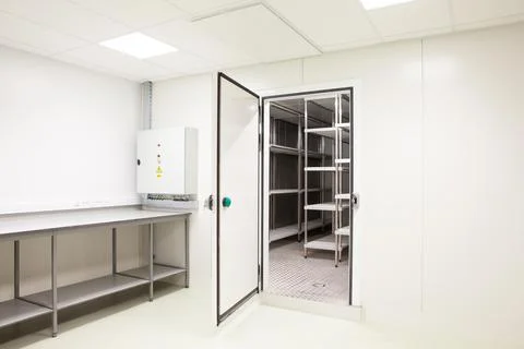 Large fridge designed as a workspace Stock Photos