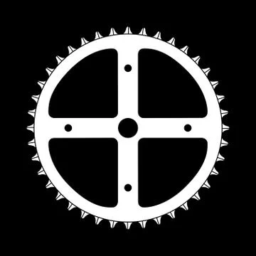 Large Front Bicycle Cog Over A Black Background Stock Illustration