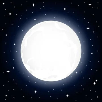 Large full moon and starry sky at night Stock Illustration
