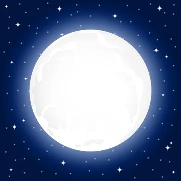 Large full moon and starry sky at night Stock Illustration