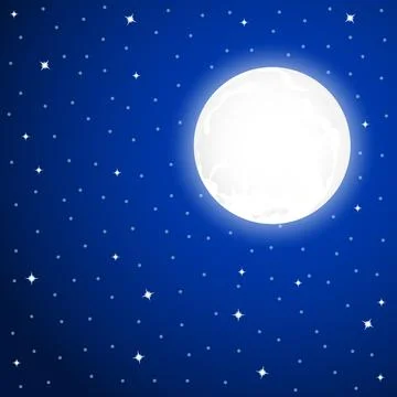 Large full moon and starry sky at night Stock Illustration