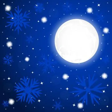 Large full moon and starry sky at night Stock Illustration