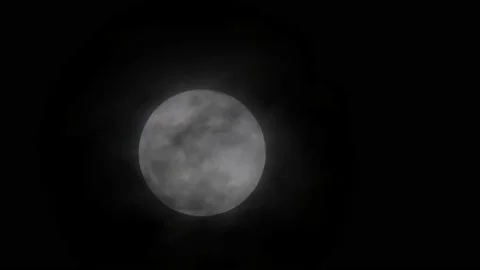Large Full Moon Rising The Cloudy Night Sky Stock Footage 146491013