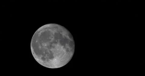 Large Full Moon Rising on Super Clear Night, 4K Stock Footage