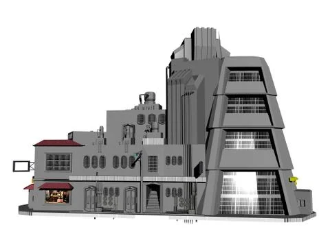 Large futuristic building in the future Ilustración de archivo
