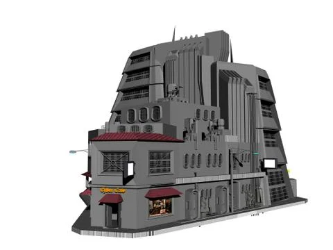 Large futuristic building in the future Ilustración de archivo