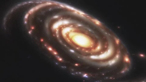 A large galactic spiral that rotates around its axis. Spiral galaxy. Stock Footage 256831224