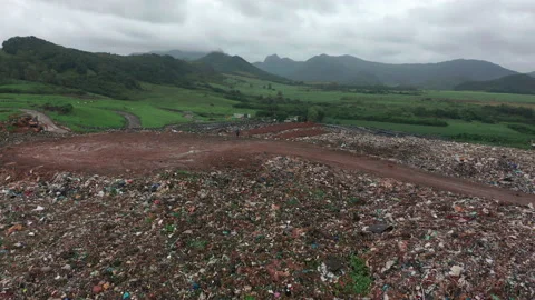 Large garbage dump on the island of Mauritius. Junk yard from above. Utilization Video stock 171555041