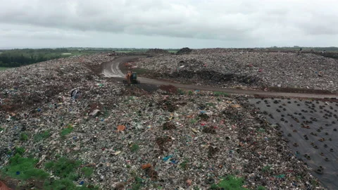 Large garbage dump on the island of Mauritius. Junk yard from above. Utilization Vídeo Stock 171966830