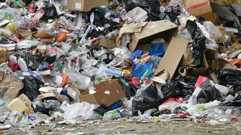 Large garbage dump with trash pile Video stock 242349161