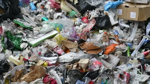 Large garbage dump with trash pile Vídeos de archivo 242349374