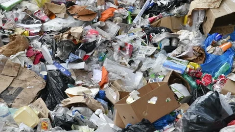 Large garbage dump with trash pile 스톡 동영상 242349375