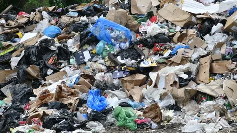 Large garbage dump with trash pile Vídeos de archivo 242349376