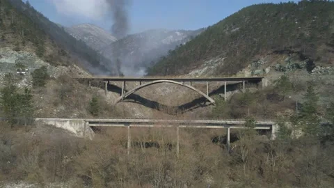 Large garbage landfill, burning trash with loth of polluting smoke Stock Footage 170698134