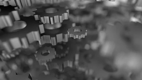 Large gears rotate. Bokeh effect. Seamless loop. Stock Footage 126164893