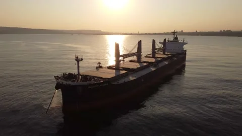Large general cargo ship tanker bulk carrier, Top down aerial view. Stock Footage 172473704