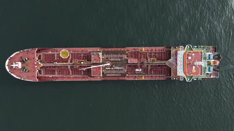 Large general cargo ship tanker bulk carrier, Top down aerial view. Stock Footage 187182448