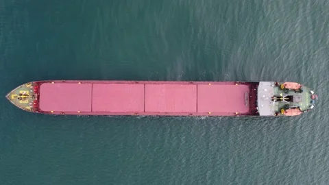Large general cargo ship, Top down aerial view. Stock Footage 171112662