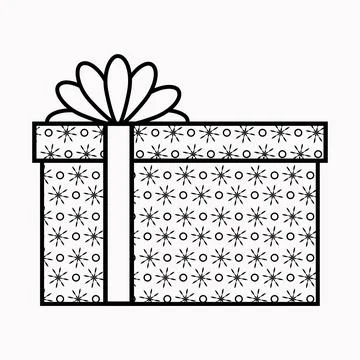 Large gift box with a bow in a linear style. Stock Illustration
