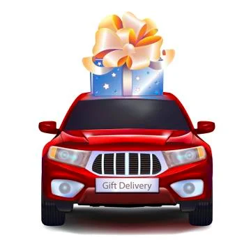 Large gift box on car Illustrazione stock
