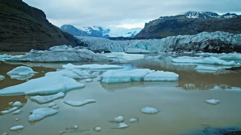 Large glacier in a serene, scenic environment in Iceland. Stock Footage 293578904