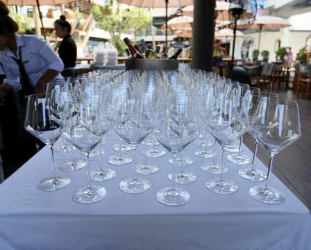 Large glasses are on the table Stock Photos