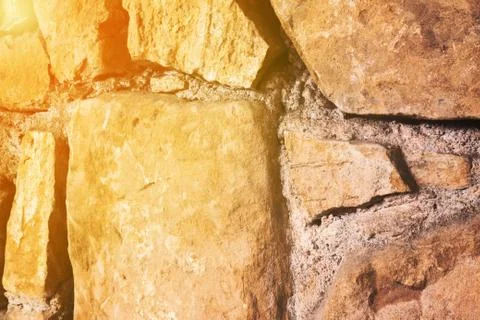 Large glossy stone wall. Diagonal view. Stock Photos