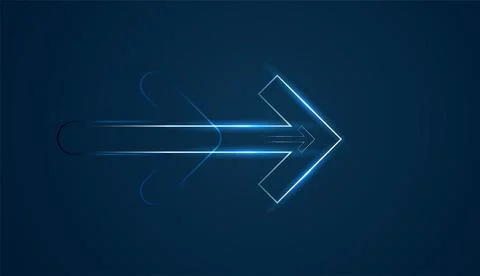 A large glowing Blue arrow points the way to future Growth in the Business .. Stock Illustration
