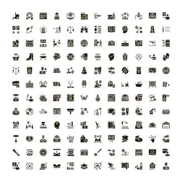 Large glyph icon set covering diverse concepts Stockillustratie