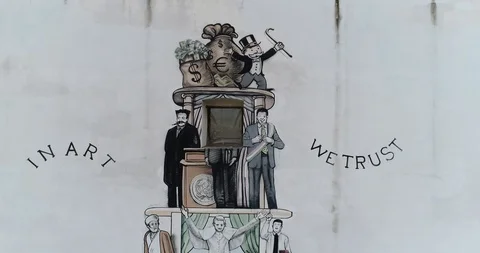 Large graffiti on the wall of a disused building in Rome Stock Footage 126615953