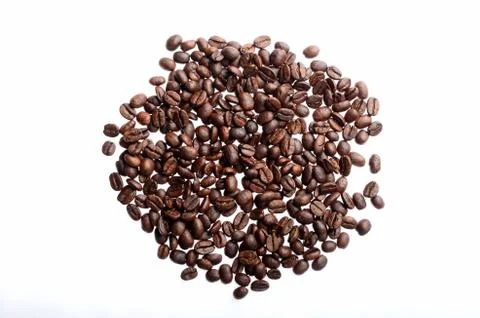 Large grain of coffee on a white background isolated Foto stock