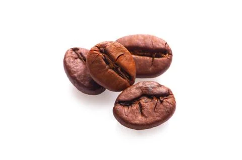 Large grain of coffee on a white background isolated Stock Photos