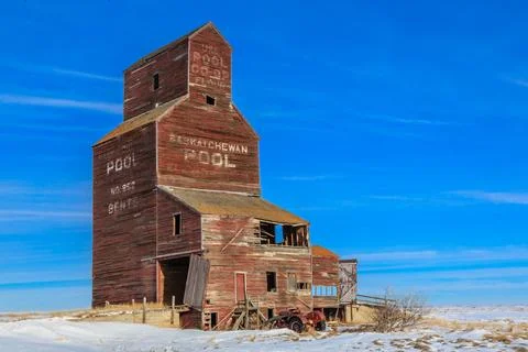 A large grain elevator in winter Stock Photos
