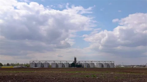 Large grain silos Stock Footage 130381716