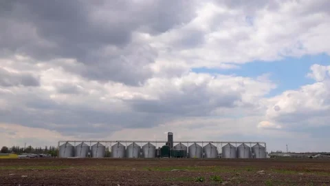 Large grain silos Stock Footage 130381723