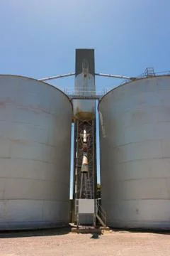 Large Grain Silos Stock Photos