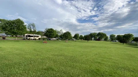 Large grass area in a campground Stock Footage 197438695