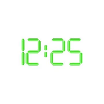 A large green digital clock. A clock for public places or a living room. Flat Stock Illustration