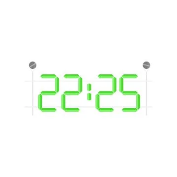 A large green digital clock on the frame. A clock for public places with a Stock Illustration